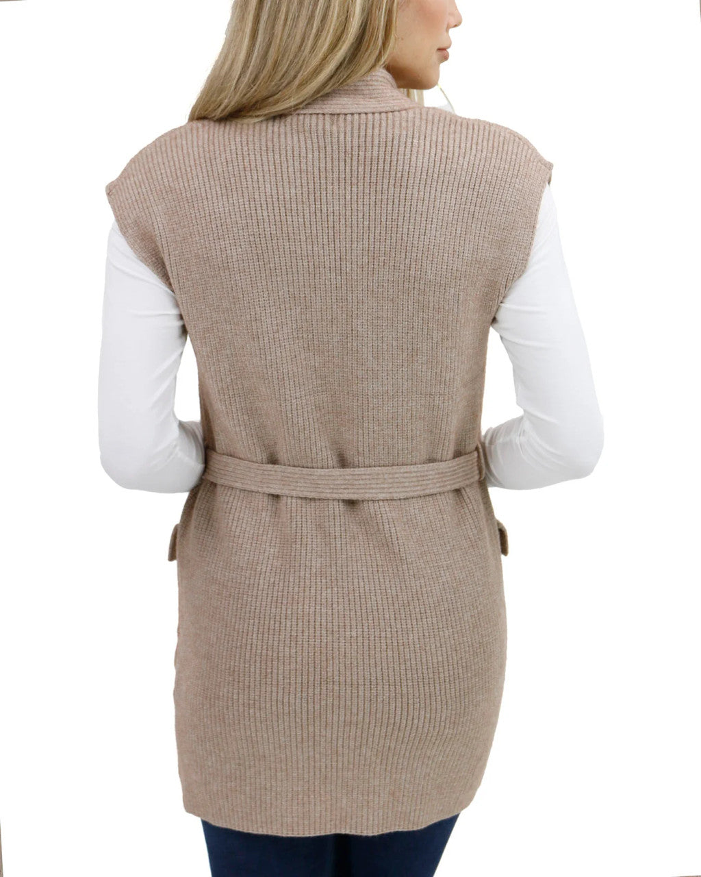 Grace and Lace - Winter Knit Oat Long Sweater Vest