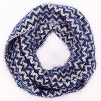 Tickled Pink Knit Winter Infinity Scarf -ZIN748-Navy