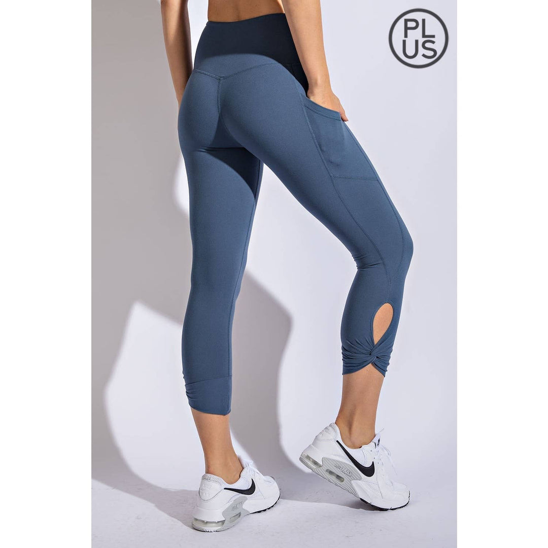 RAE MODE PLUS SIZE CAPRI KEYHOLE YOGA LEGGINGS - DESERT SUN