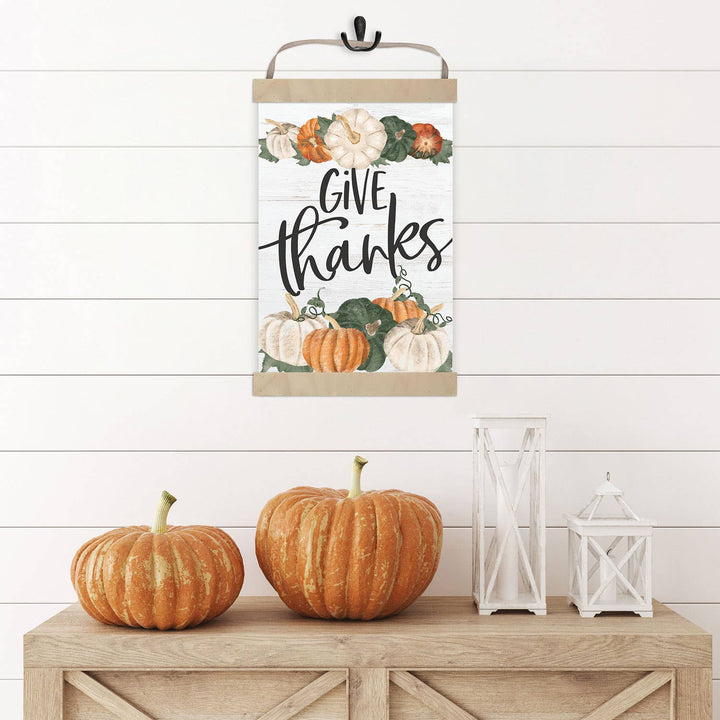 Give Thanks Pumpkin Banner Sign Fall Decor