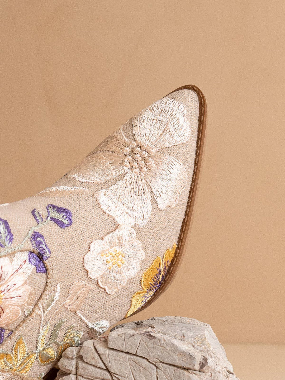 The Wanda | Taupe Floral Applique Western Boot