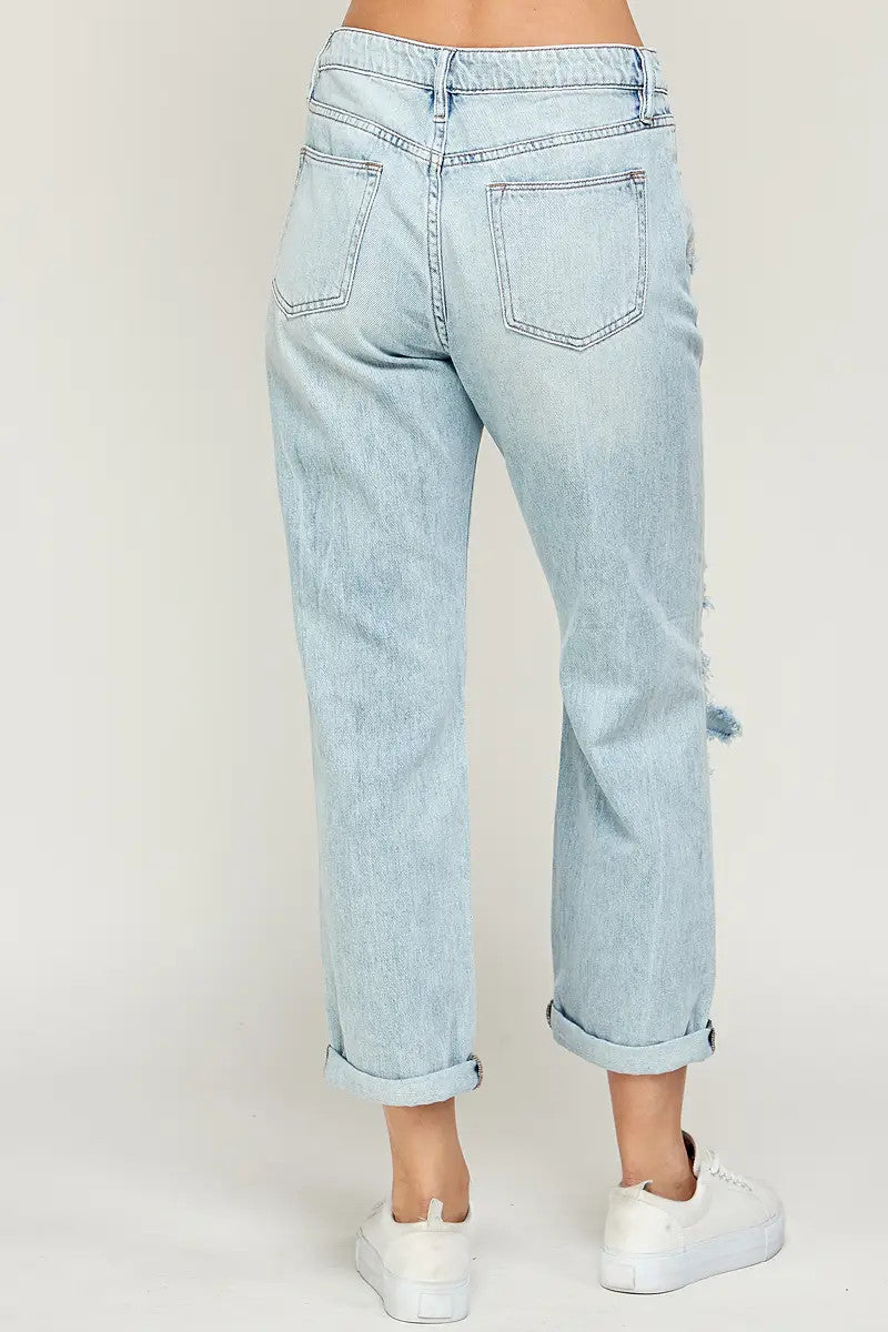 I&M Jeans -  High Rise Boyfriend Jeans - Super Light Wash