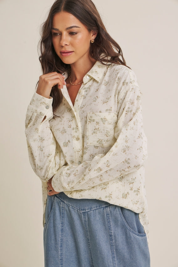 Sunday Stroll Floral Button-Up