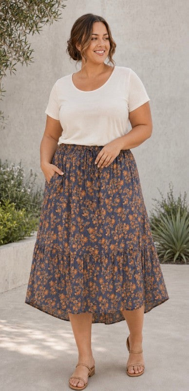 Autumn Bloom Tiered Skirt
