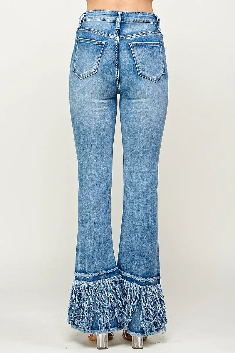 I&M Jeans - High Rise - Frayed Flare - Medium Wash