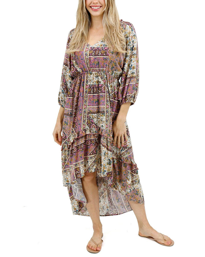 Arabelle Hi-Low Patchwork Floral Dress