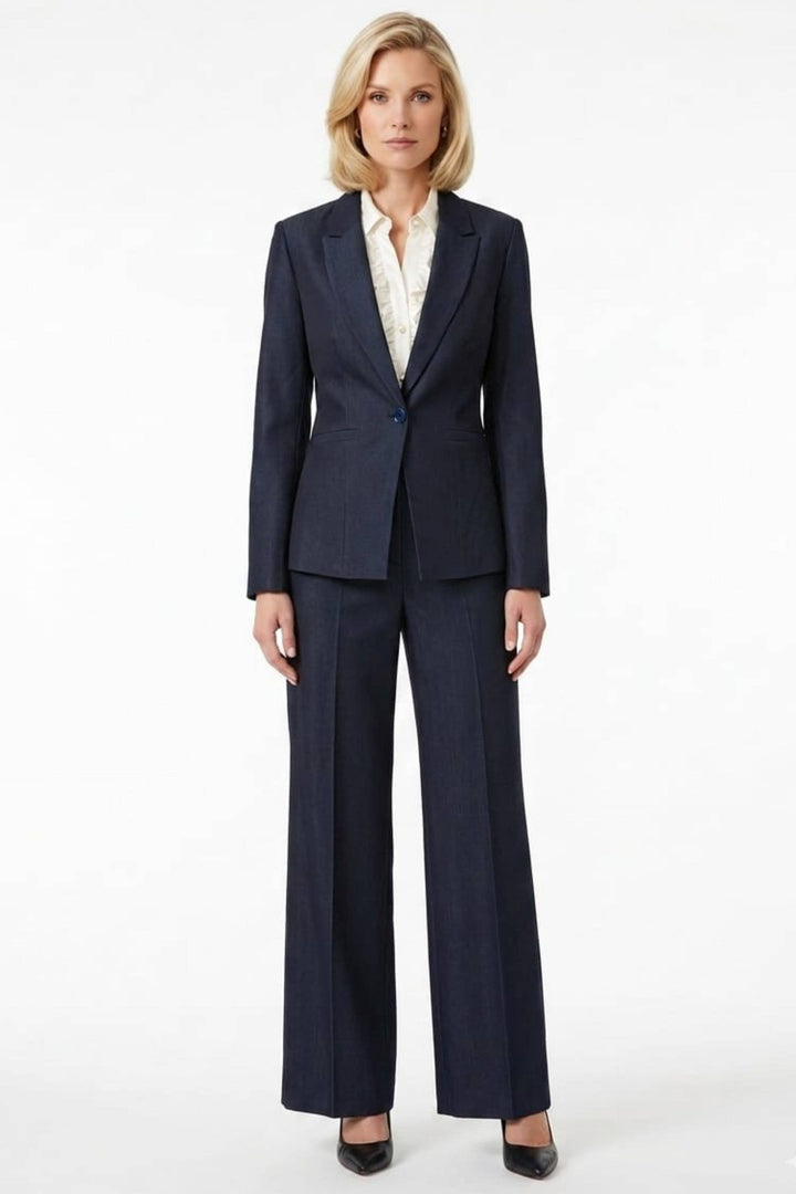 Zac & Rachel Notched Lapel Single Button Blazer - Dark Wash