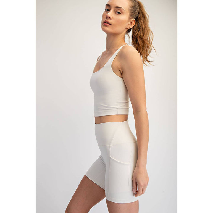 RAE MODE NYLON BUTTER SQUARE NECK CROPPED TANK - 2 colors!