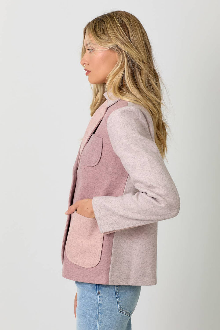 Blush Hour Colorblock Blazer - Winter Rose