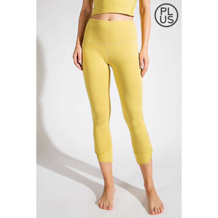 RAE MODE PLUS SIZE CAPRI KEYHOLE YOGA LEGGINGS - DESERT SUN