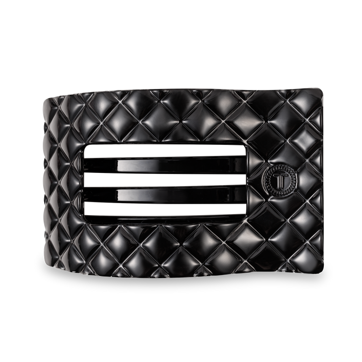 Flat Rectangle Hair Clip | Large | Jet Black Quilted