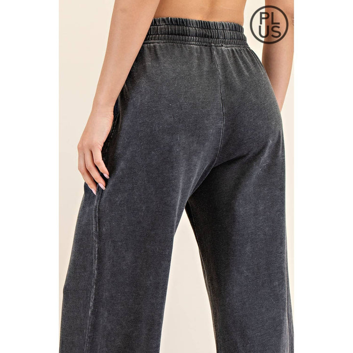 RAE MODE PLUS SIZE MINERAL WASHED WIDE LEG PANT - Dusty Blue