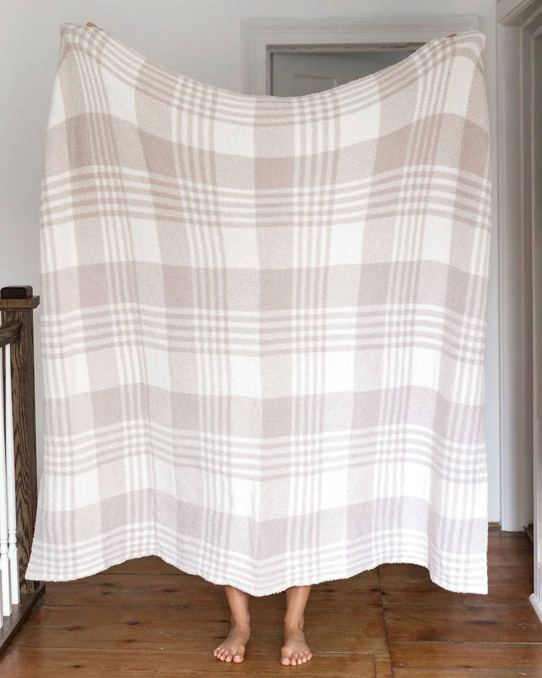 Cozy Cloud Blanket In Neutral Plaid