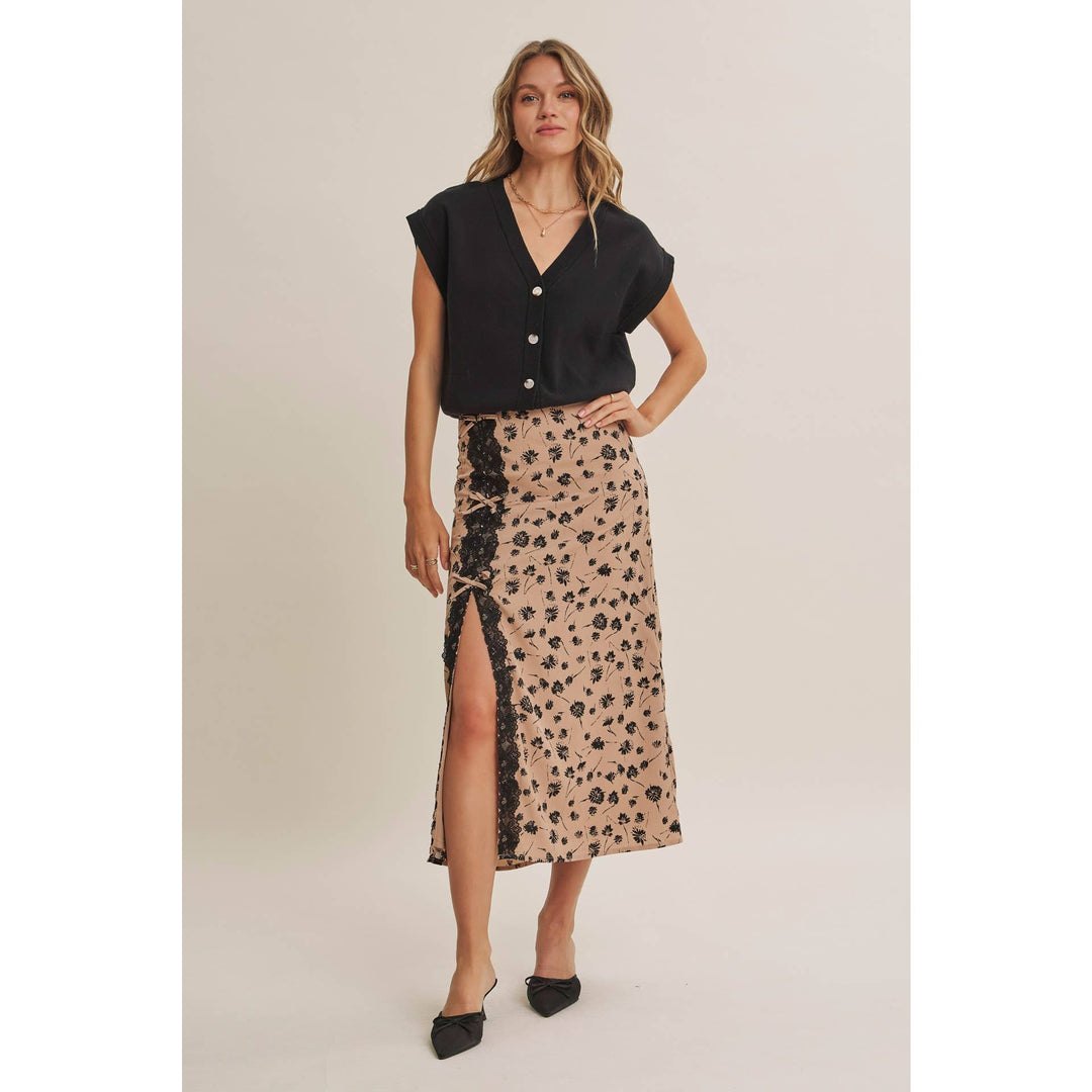 Midnight in Paris Floral Lace Midi Skirt
