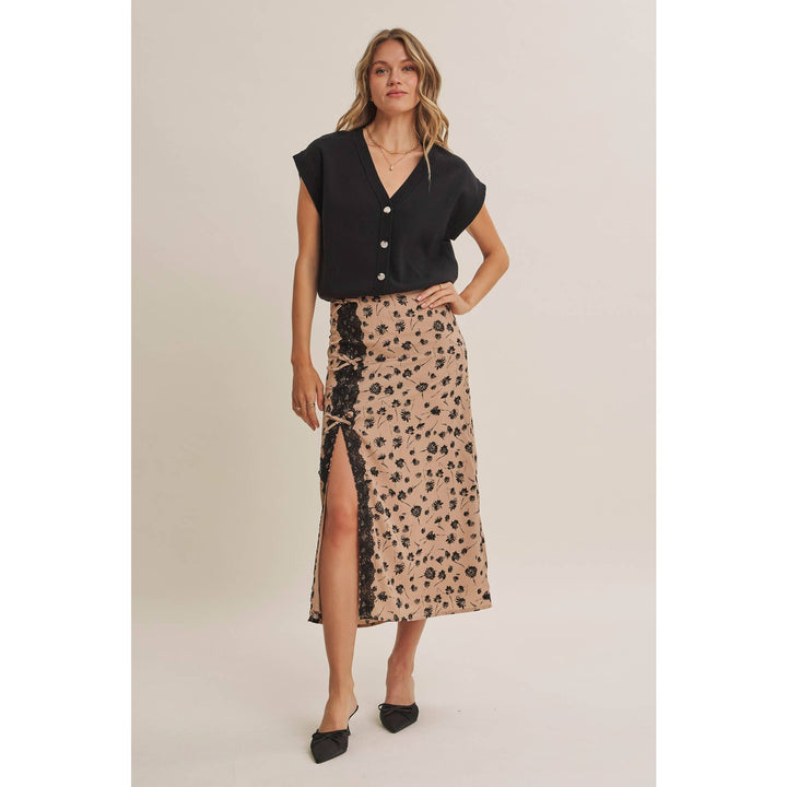 Midnight in Paris Floral Lace Midi Skirt