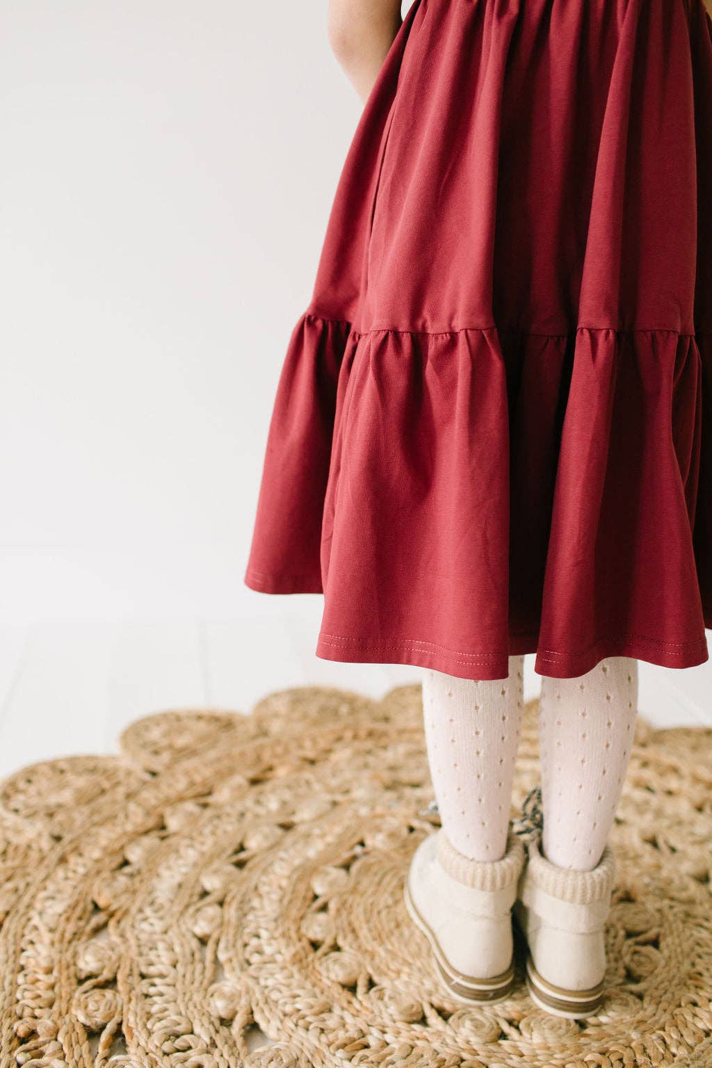 Girls' Puff Dress in Wine