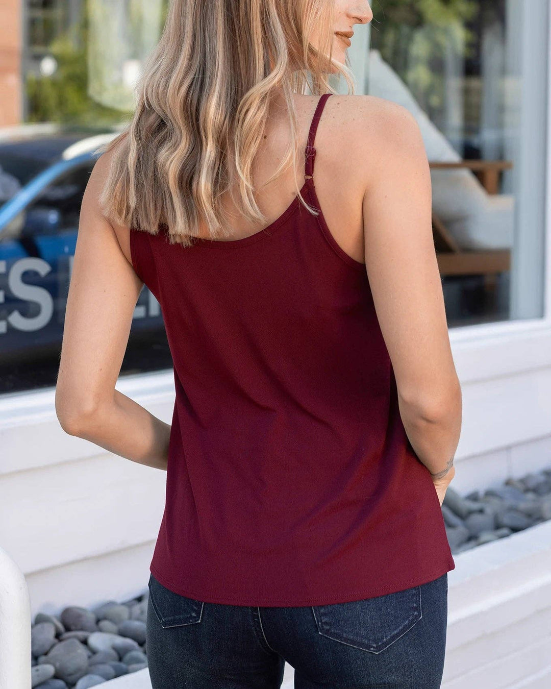 Scoop Neck Cami In Wine