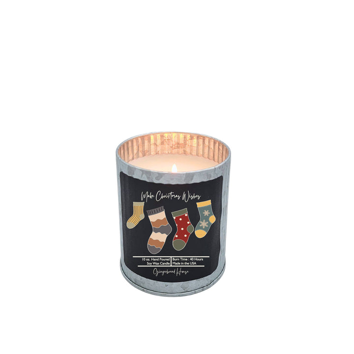 Make Christmas Wishes Soy Candle Rustic Tin Holiday Candles