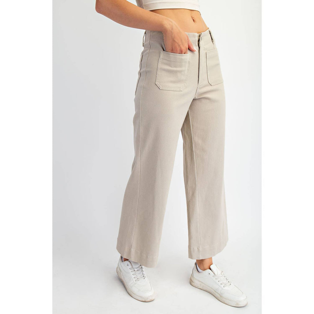 RAE MODE HEAVY COTTON TWILL CROPPED WIDE PANTS - TAUPE