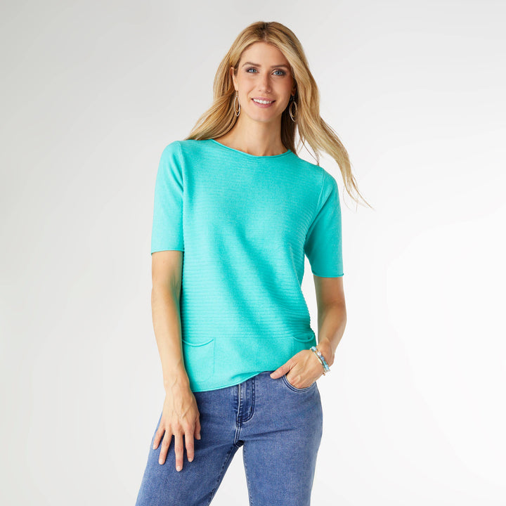 Lightweight Heavenly-Luxe Short Sleeve Top - Turquoise