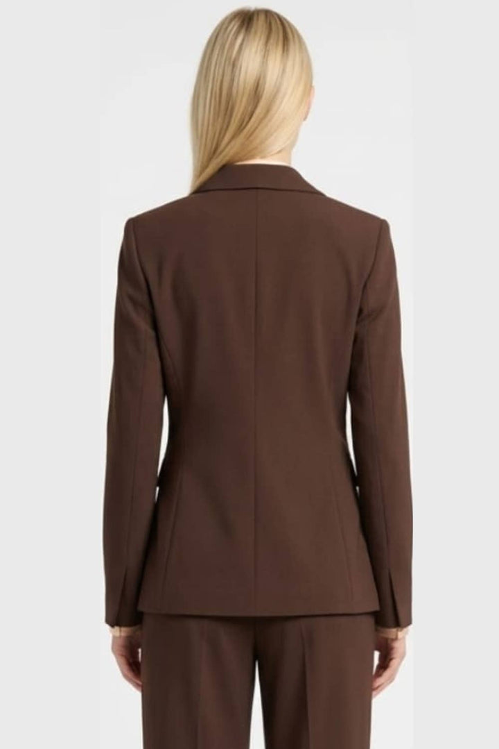 Zac & Rachel Notched Lapel Single Button Blazer - Chocolate