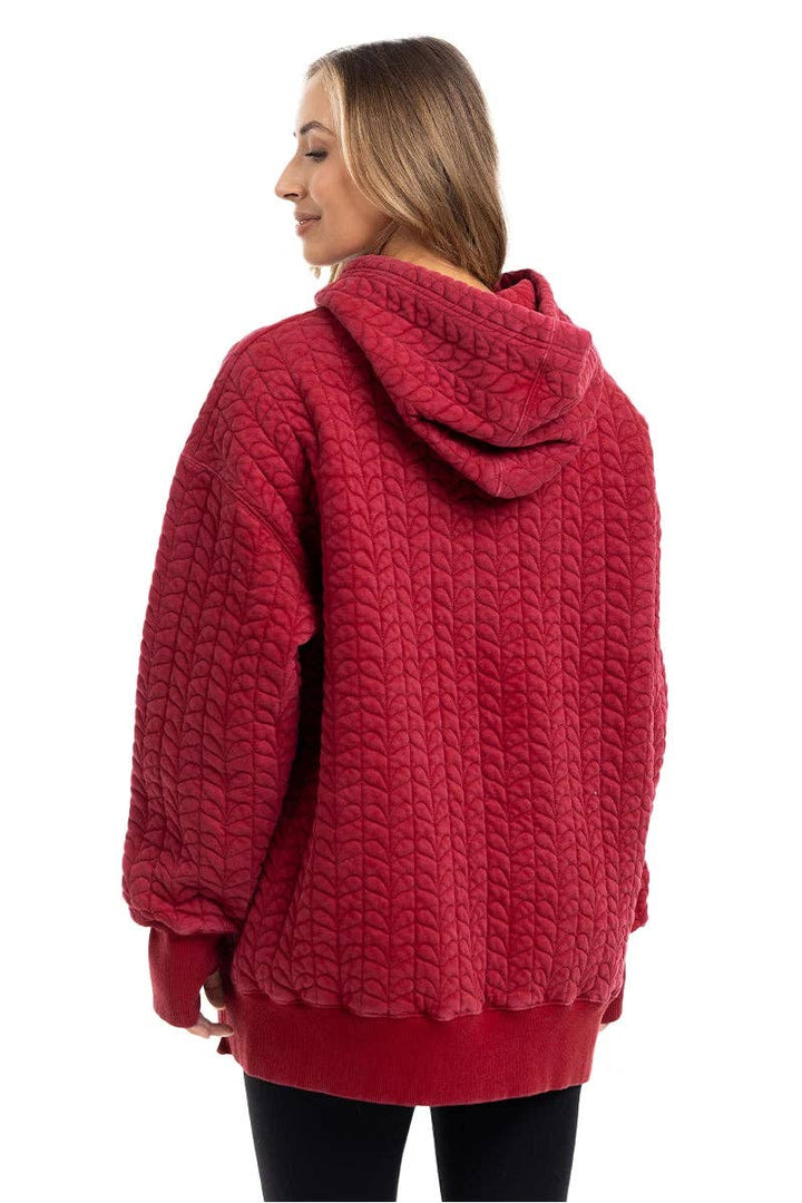 Crimson Comfort Quilted Hoodie
