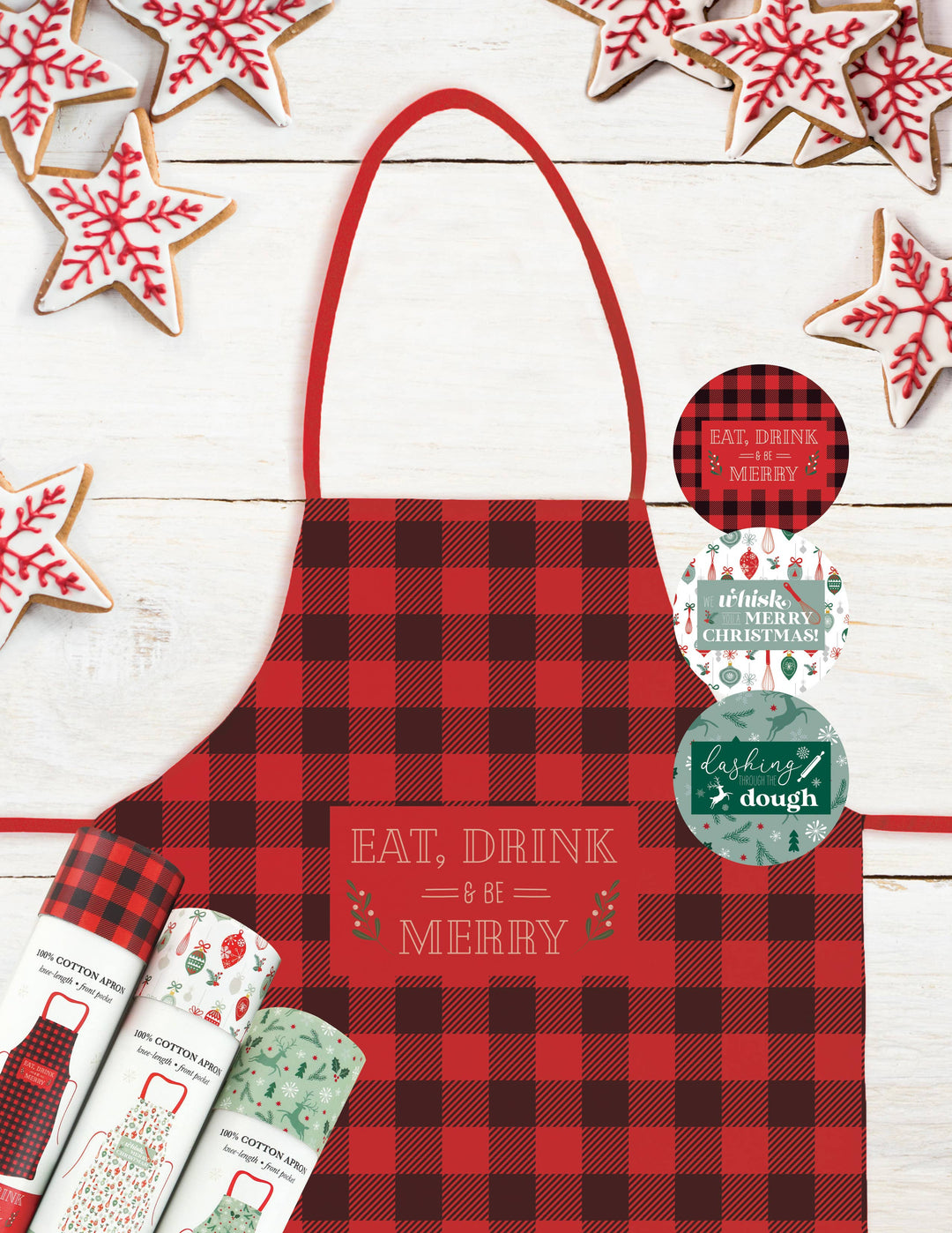 Krumbs Kitchen Farmhouse Holiday Apron - We Whisk You a Merry Christmas