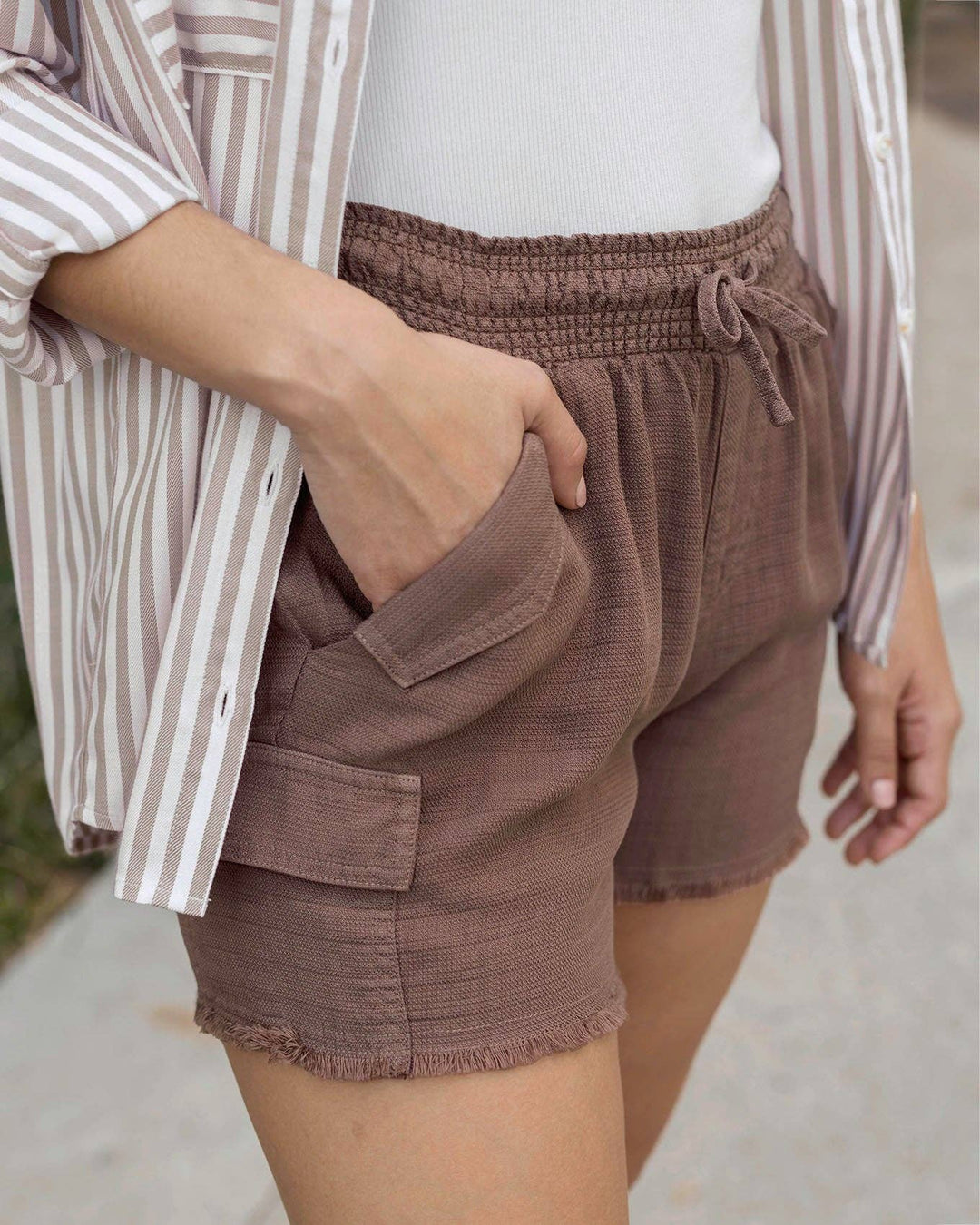 Tencel™ Lyocell Cargo Soft Shorts in Mocha