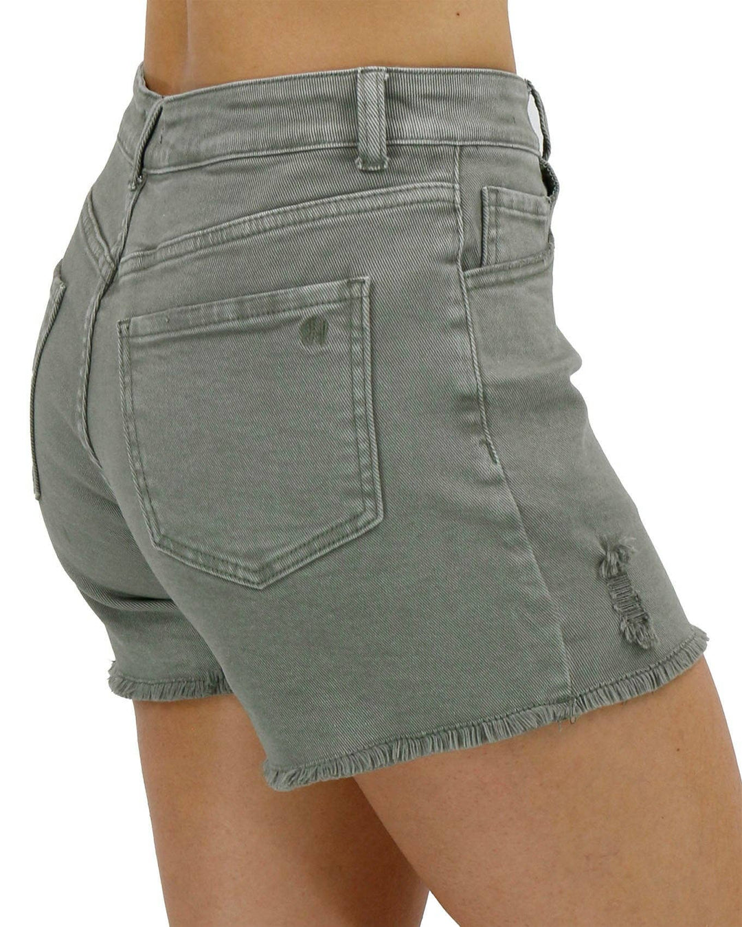 Casual Colored Denim Shorts in Olive