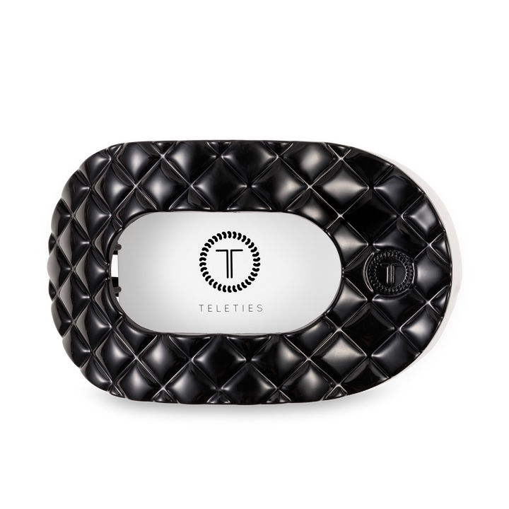 Flat Round Hair Clip | Large | Jet Black Quilted