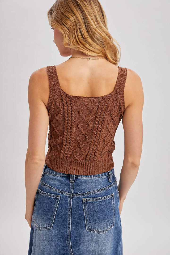 Cable Knit Tank - Mocha