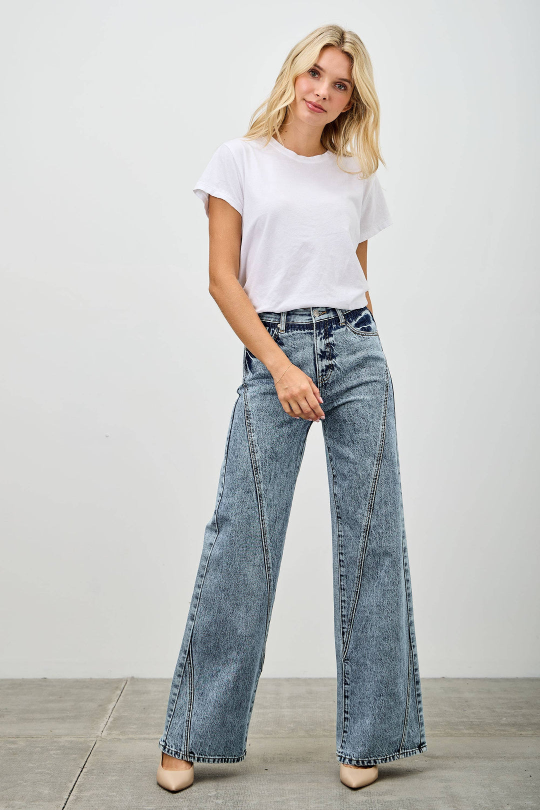 High Rise Relaxed Straight Jean with Seam Detail