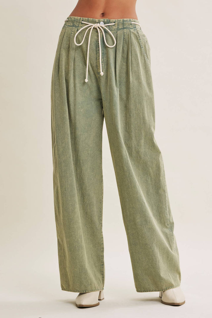 Easy Does It Mineral Wash Wide-Leg Pants - Vintage Camel