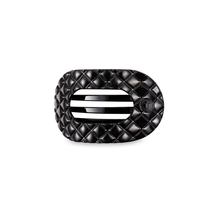 Flat Round Hair Clip | Small | Jet Black Quilted