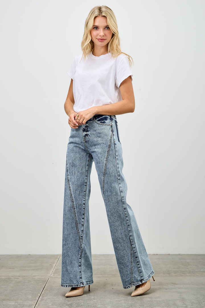 High Rise Relaxed Straight Jean with Seam Detail