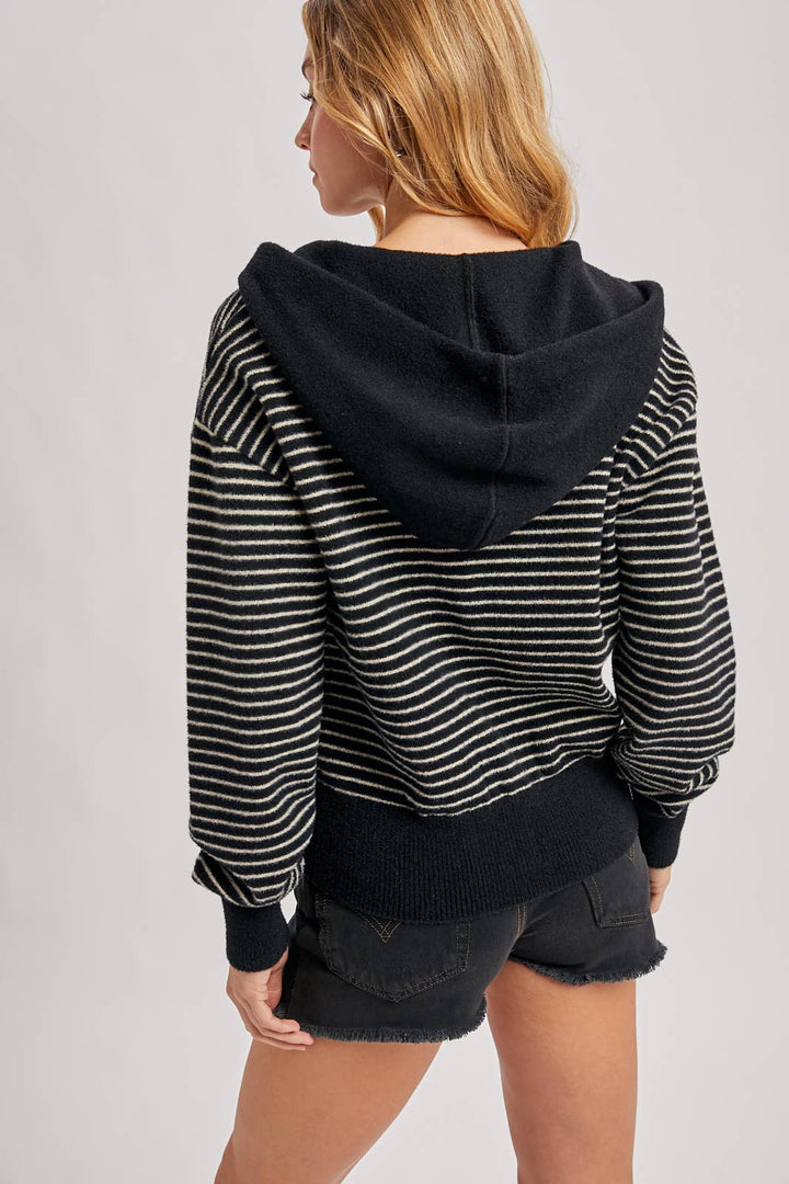 Weekend Favorite Striped Zip Hoodie Jacket