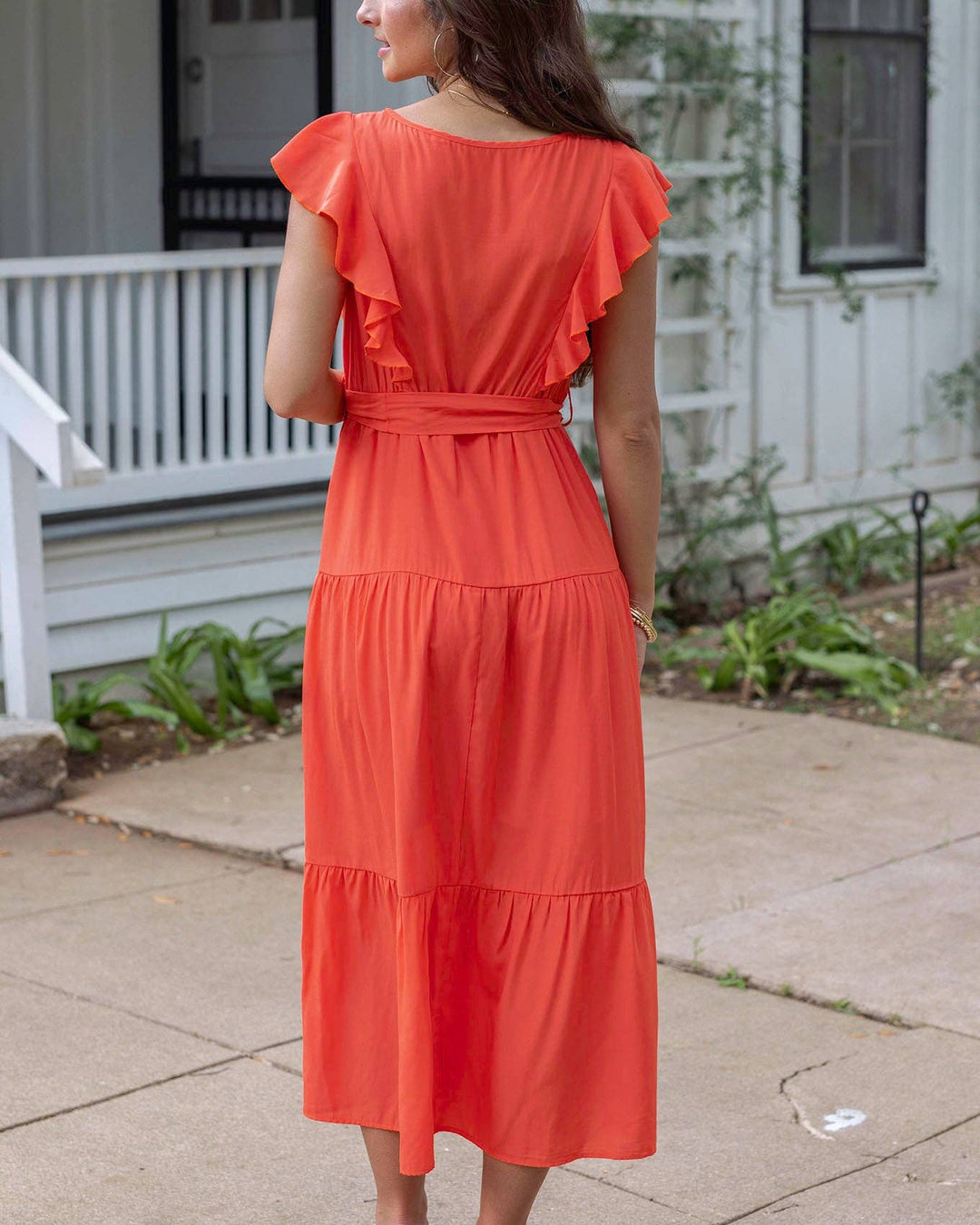 Grace and Lace Ruffle Summer Dress in Papaya