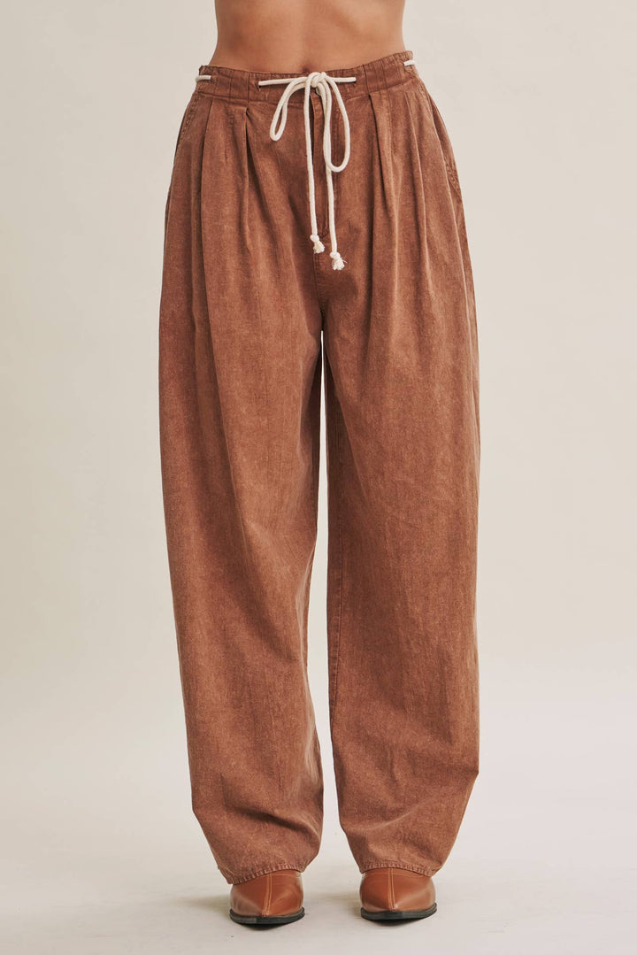 Easy Does It Mineral Wash Wide-Leg Pants - Vintage Camel