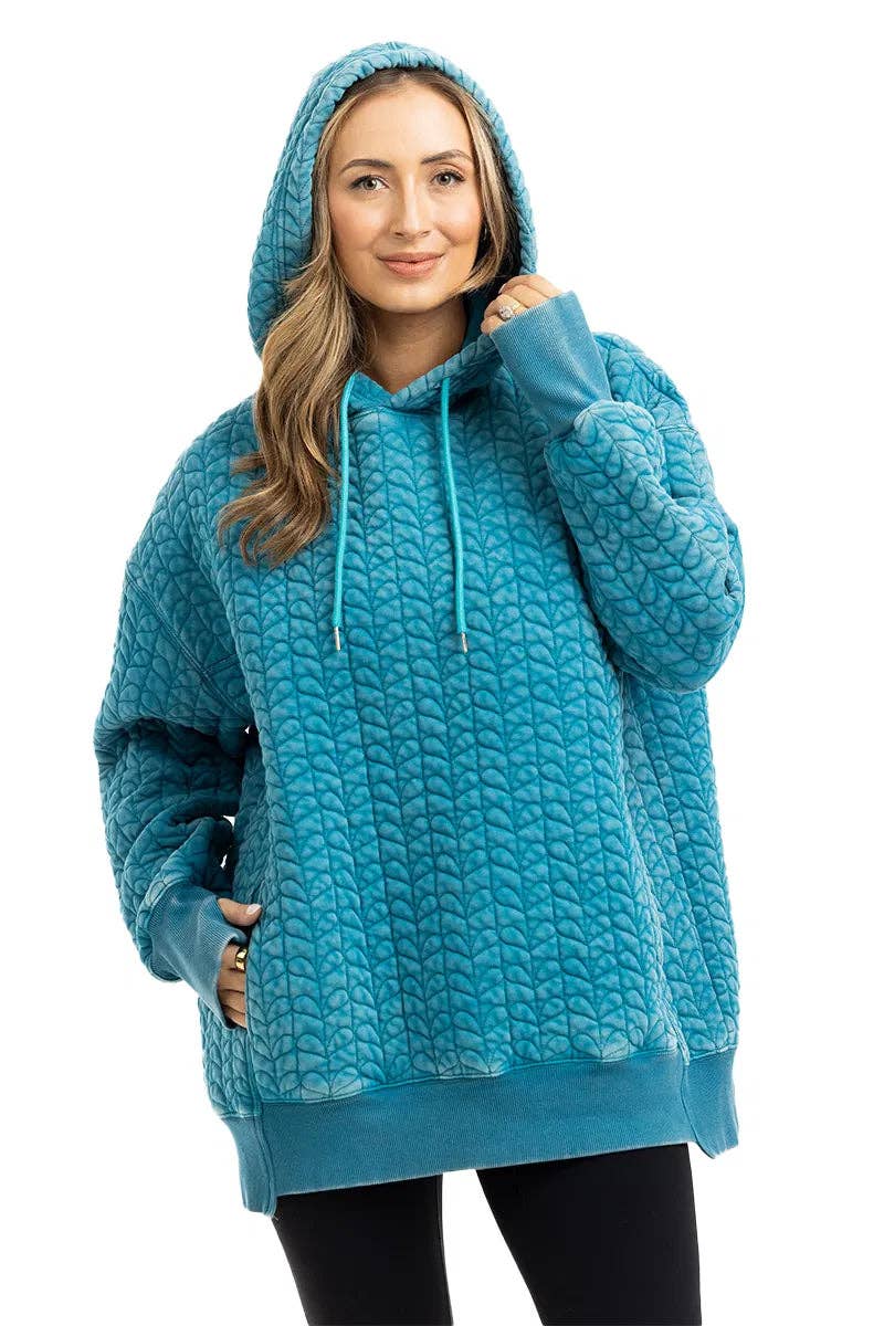 Teal Me More Quilted Heart Hoodie