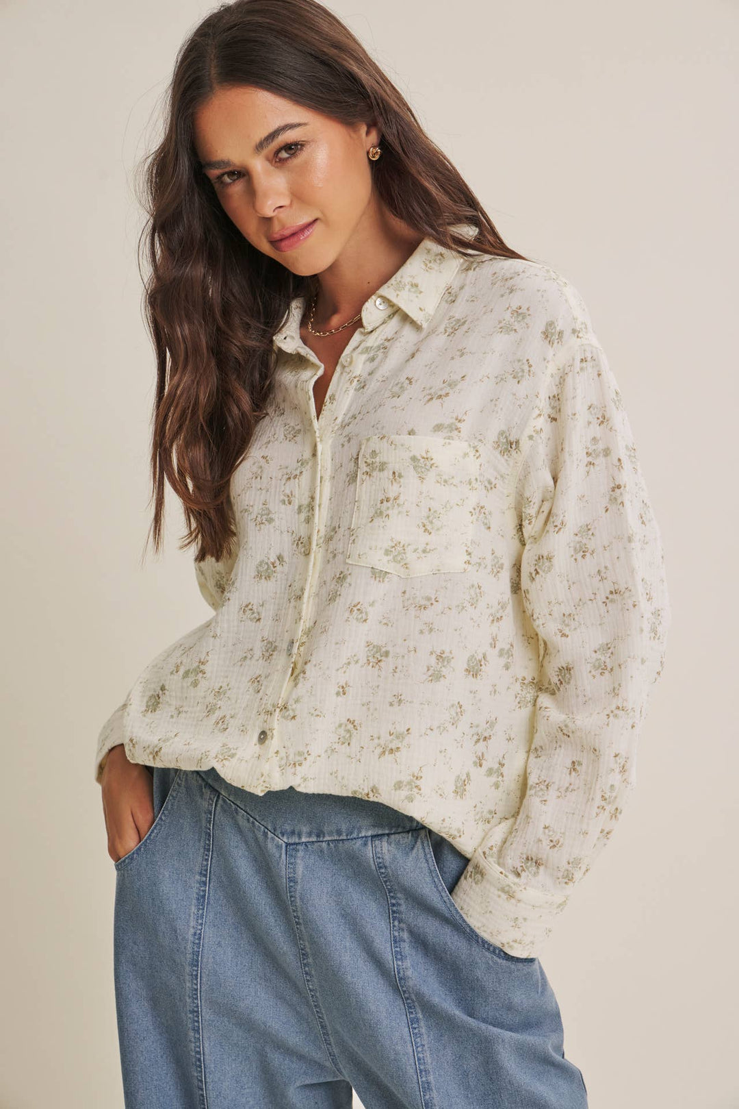 Sunday Stroll Floral Button-Up