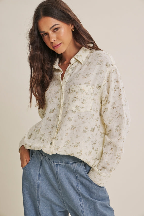 Sunday Stroll Floral Button-Up