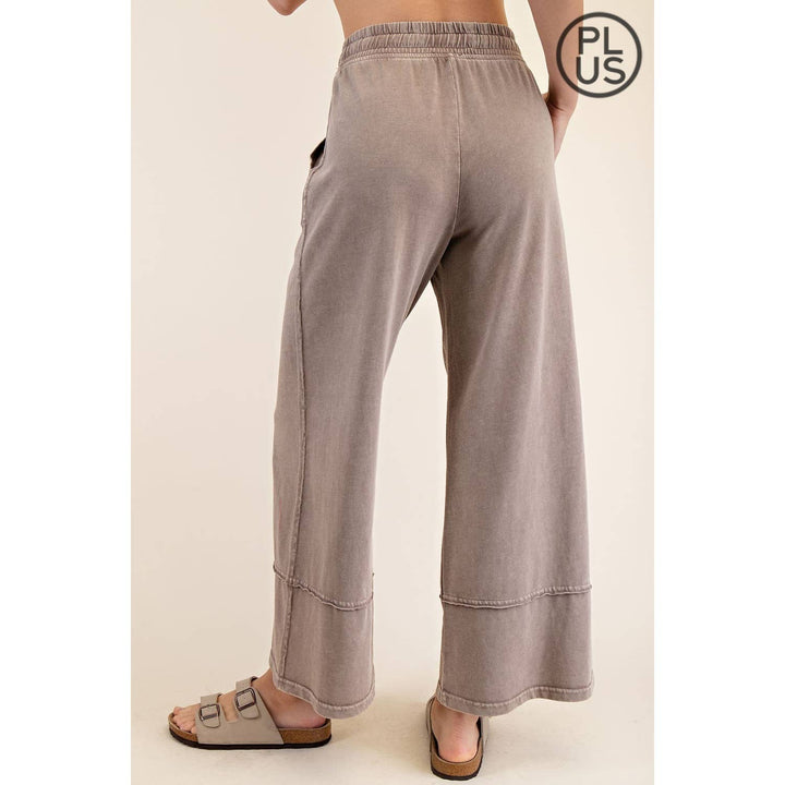 RAE MODE PLUS SIZE MINERAL WASHED WIDE LEG PANT - Dusty Blue