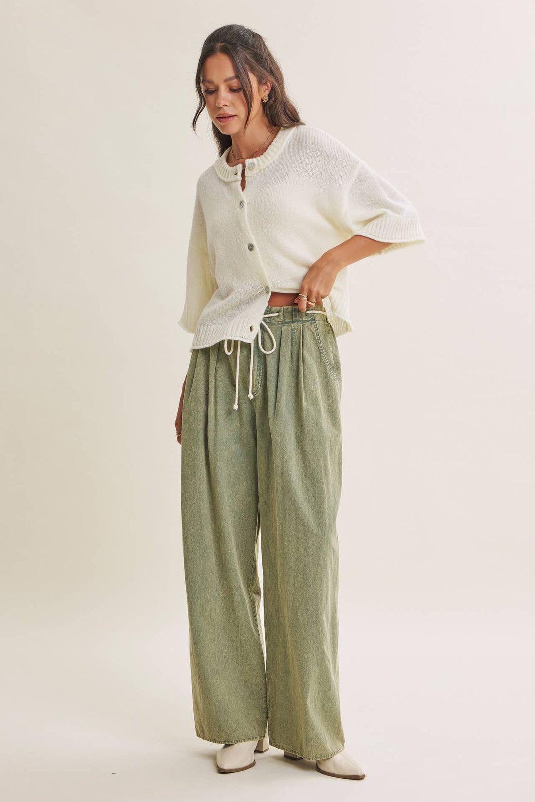 Easy Does It Mineral Wash Wide-Leg Pants - Vintage Camel