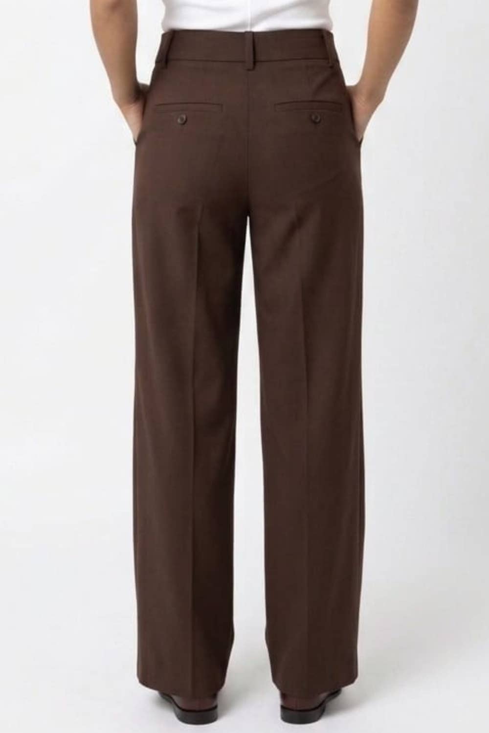 Zac & Rachel Wide Leg Belted Pants - Chocolate