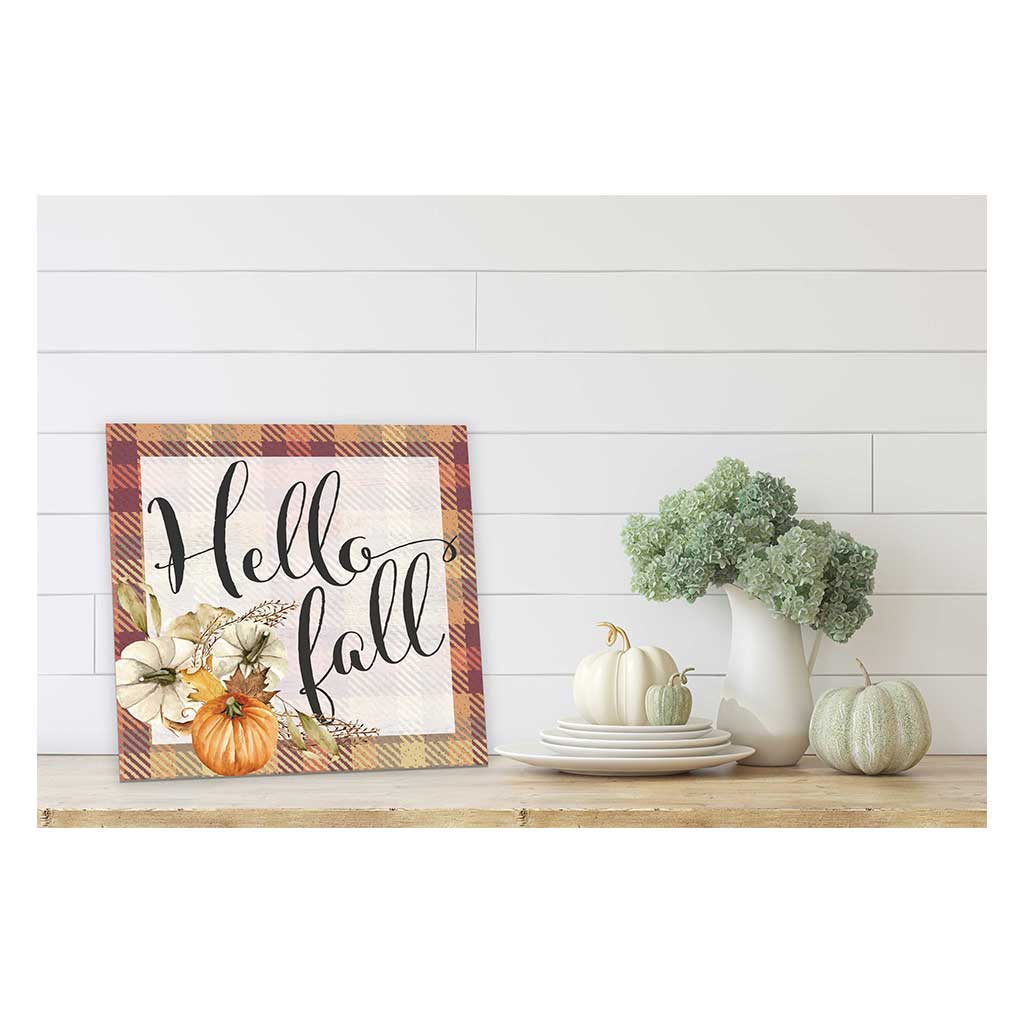 10x10 Plaid Hello Fall Sign Fall Decor