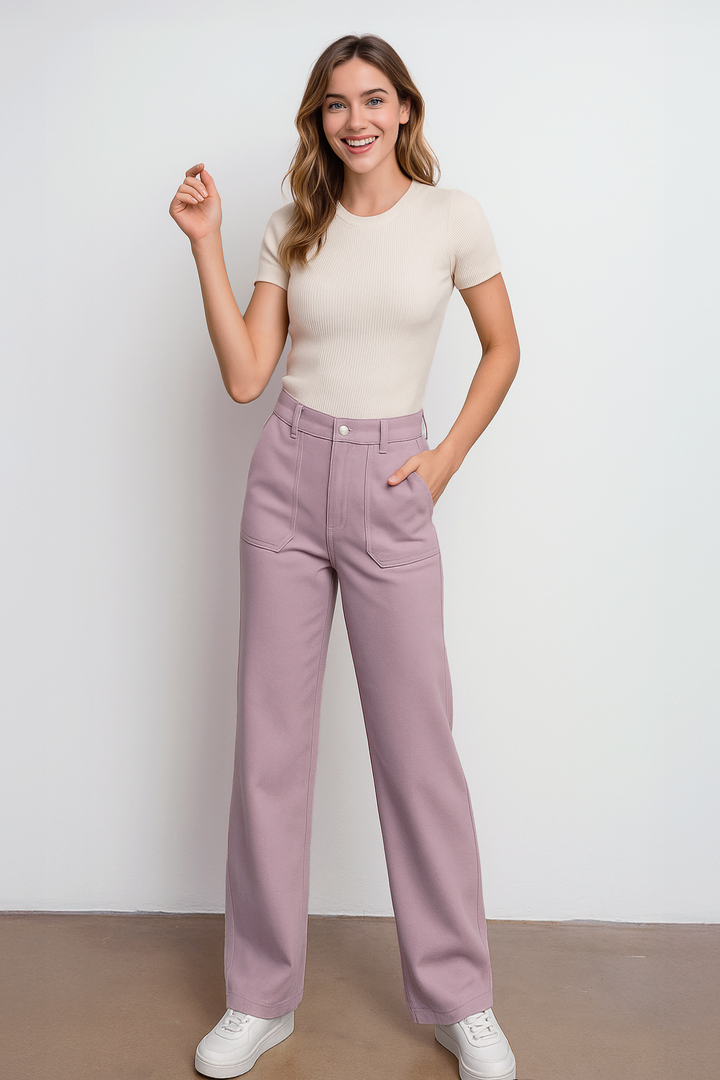 RAE MODE COTTON STRETCH TWILL WIDE PANTS - 2 COLORS