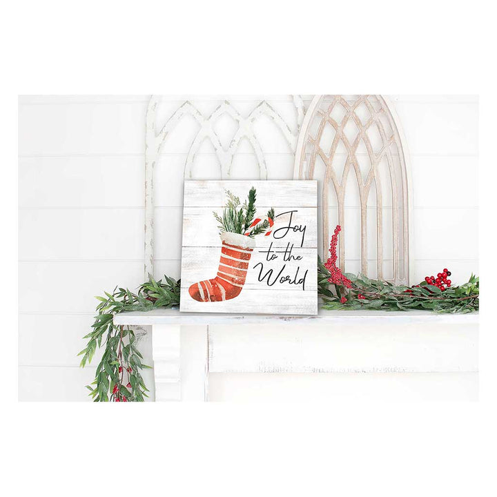 10x10 Joy to World Stocking Sign Christmas Decor