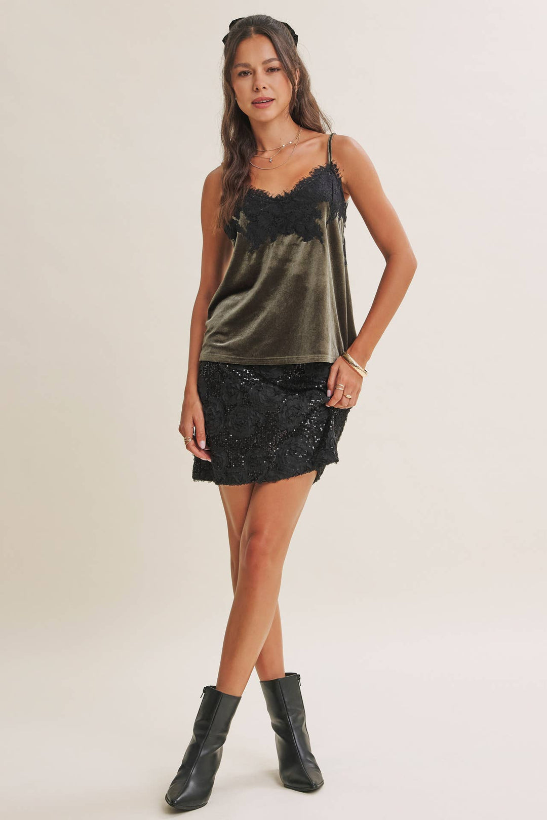 Velvet & Whispers Lace Cami - Champagne