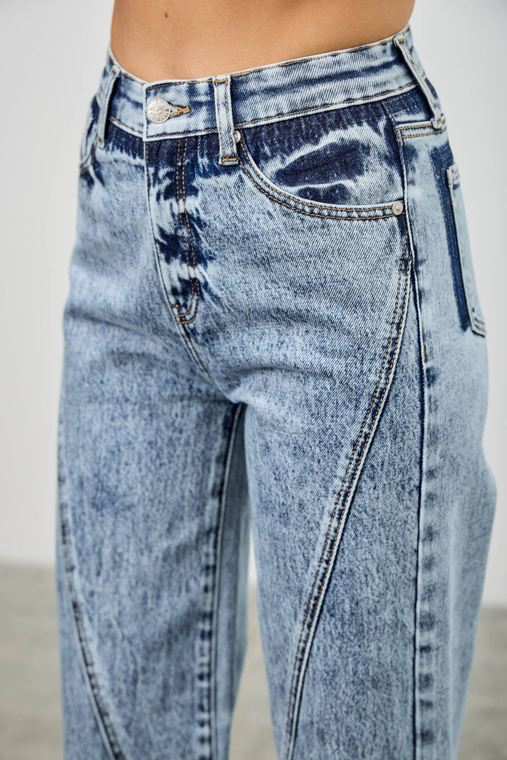 High Rise Relaxed Straight Jean with Seam Detail