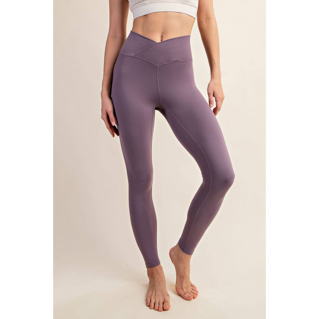 V WAIST FULL LENGTH LEGGINGS - Espresso